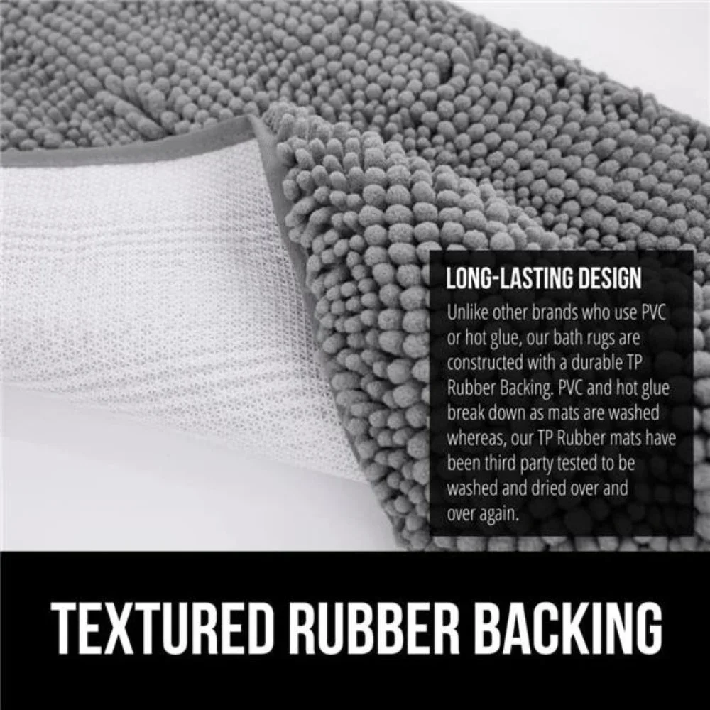 Bath Rug 24x17,Thick Soft Absorbent Chenille,Rubber Backing Quick Dry Microfiber